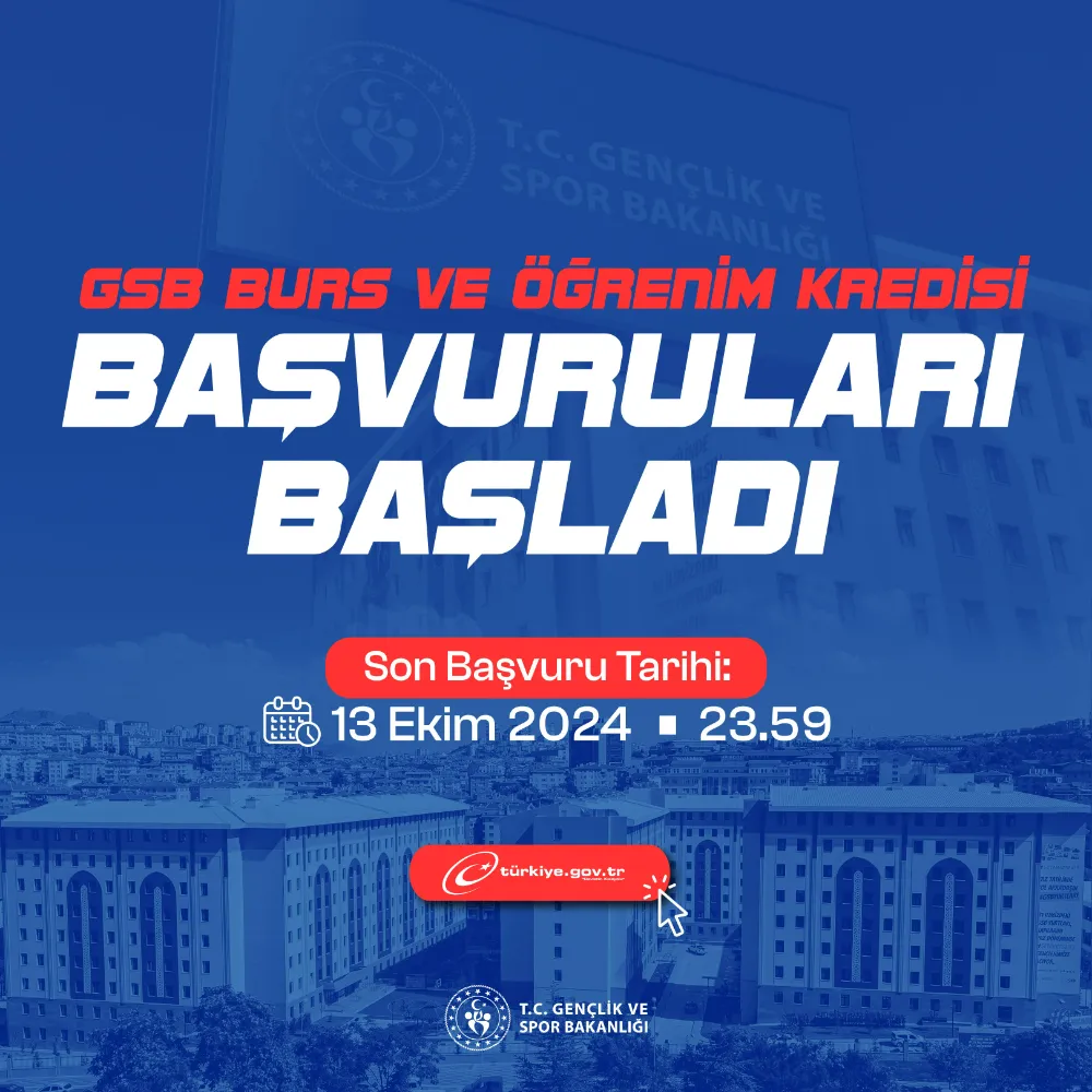 GENÇLİK VE SPOR BAKANLIĞI BURS/KREDİ BAŞVURULARI BAŞLADI